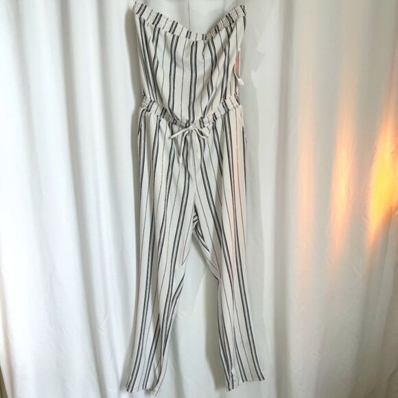 Ci Sono Pants - Cisono Jumpsuit Vertical Stripes Drawstring Waist Sleeveless